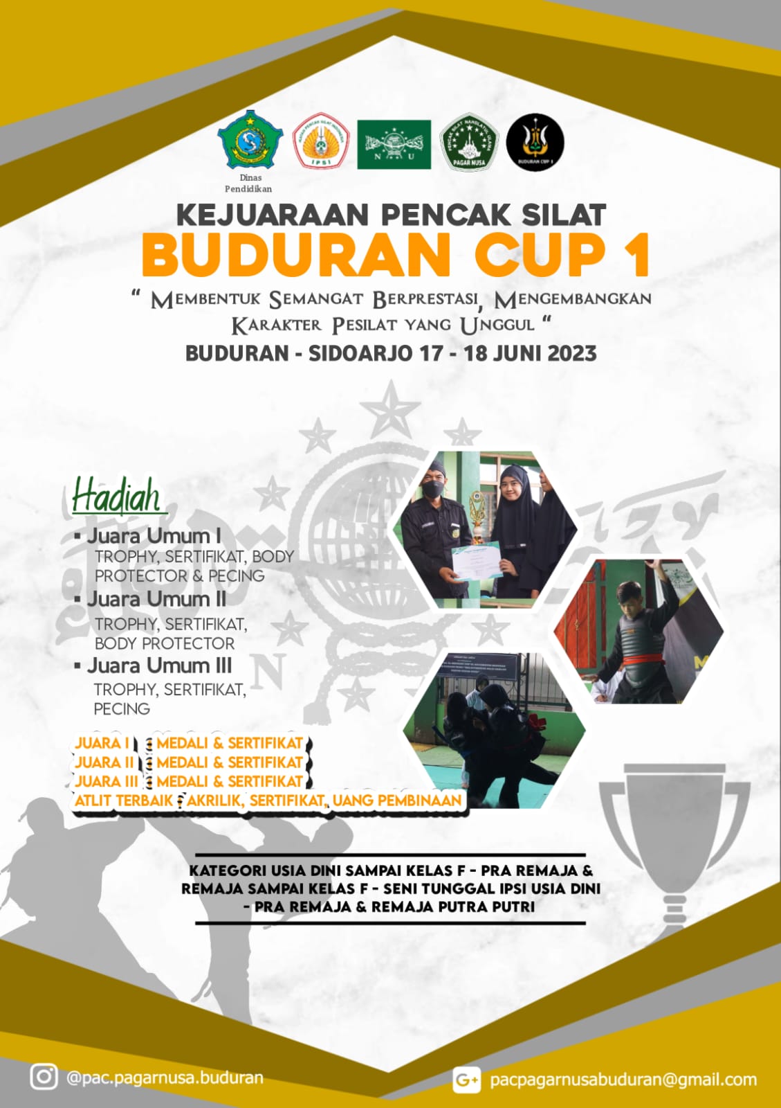 Berprestasi,Buduran,Buduran Cup,Buduran Cup 1,Buduran Cup I,Graha Nusantara MWCNU Buduran,Jawara,Kanit Intelkam,Karakter,Kasat Intelkam,Kejuaraan,Kejurkab,Membentuk,Membentuk Semangat Berprestasi,Mengembangkan,Mengembangkan Karakter Pesilat yang Unggul,MWC,MWCNU Buduran,NU,pac,Pagar Nusa,Para,Para Pendekar,Pendekar,Pesilat,Polresta,PSNU,Semangat,Sidoarjo,Silat,SMP Negeri,SMPN 1 Buduran,Unggul,Ambulance,Rumah Sakit,RSI,Siti Hajar